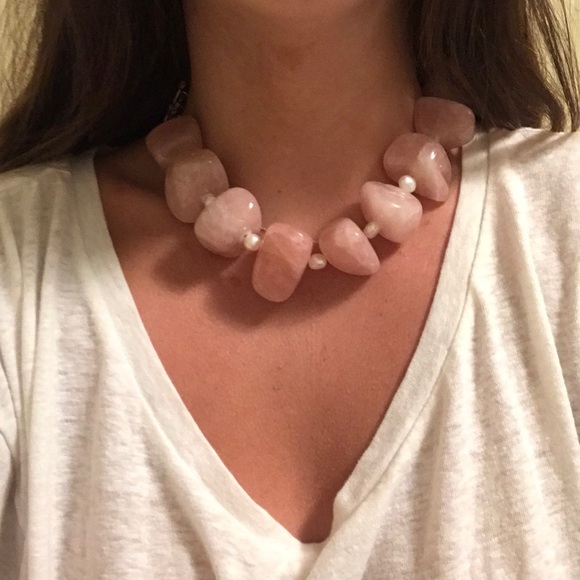 Hand Crafted Pink Quartz & Pearl Necklace - Picture 2 of 2